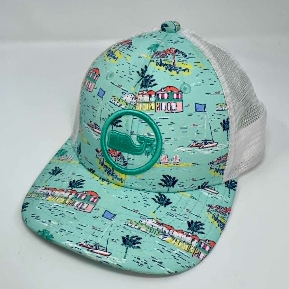 Vineyard Vines Youth Kids OS Snapback Mesh Baseball Trucker Hat Whale Logo Beach